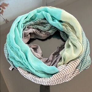 Striped Infinity Scarf in Mint and Gray